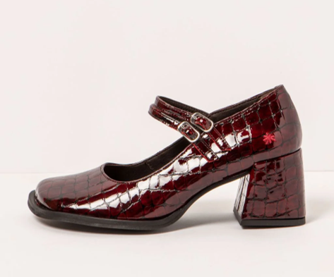 VERONA 1704 BURGUNDY PATENT CROC PRINT MARY JANE