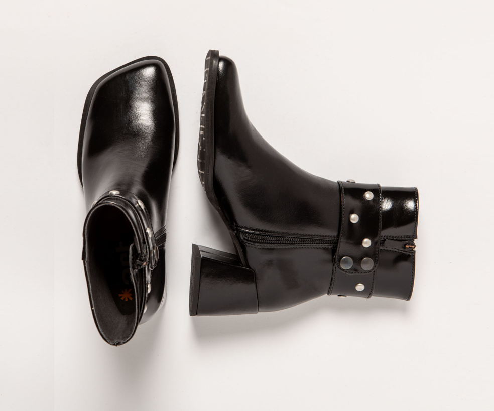 VERONA 1706 BLACK LEATHER ANKLE BOOT