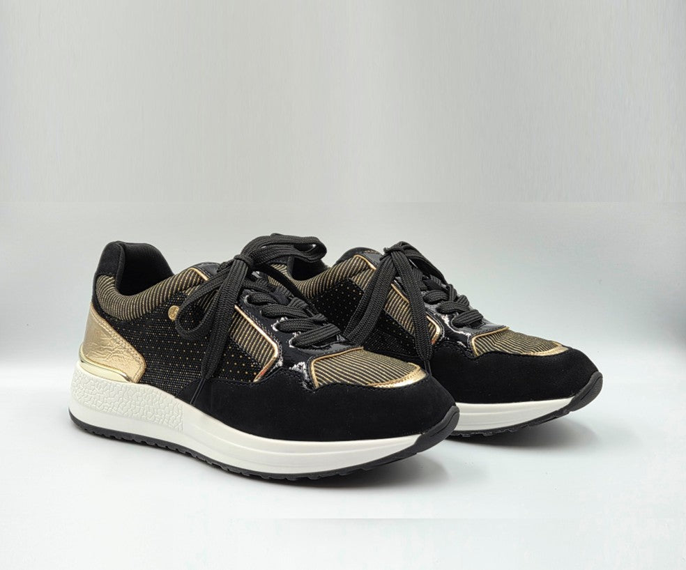 FUGITIVE VALDA BLACK & GOLD SNEAKER