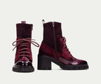ZURICH HI254281 BURGUNDY PATENT ARMY BOOTS