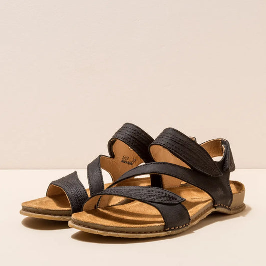 EL NATURALISTA PANGLAO N5810 BLACK LEATHER SANDALS