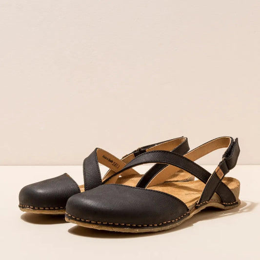 EL NATURALISTA PANGLAO N5813 BLACK LEATHER SANDALS