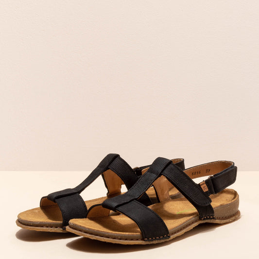 EL NATURALISTA PANGLAO N5816 BLACK LEATHER SANDALS